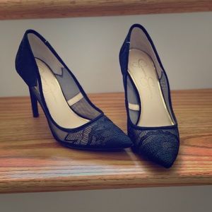 Black lace heels